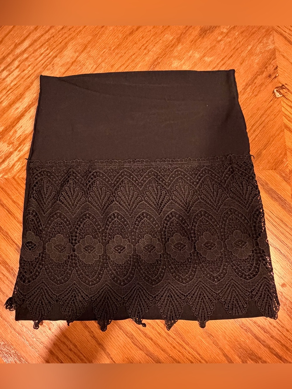 Charlotte Russe Black Lace-Trim Mini Skirt